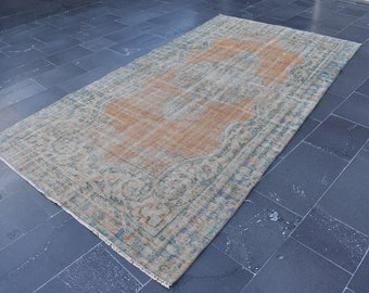 Orange area rug, 5.2 x 9.9 Feet Rug, Handmade rug, Area rug, Oushak rug, Turkish rug, Wool rug, Vintage rug, Anatolian rug Bohemian TVR1549