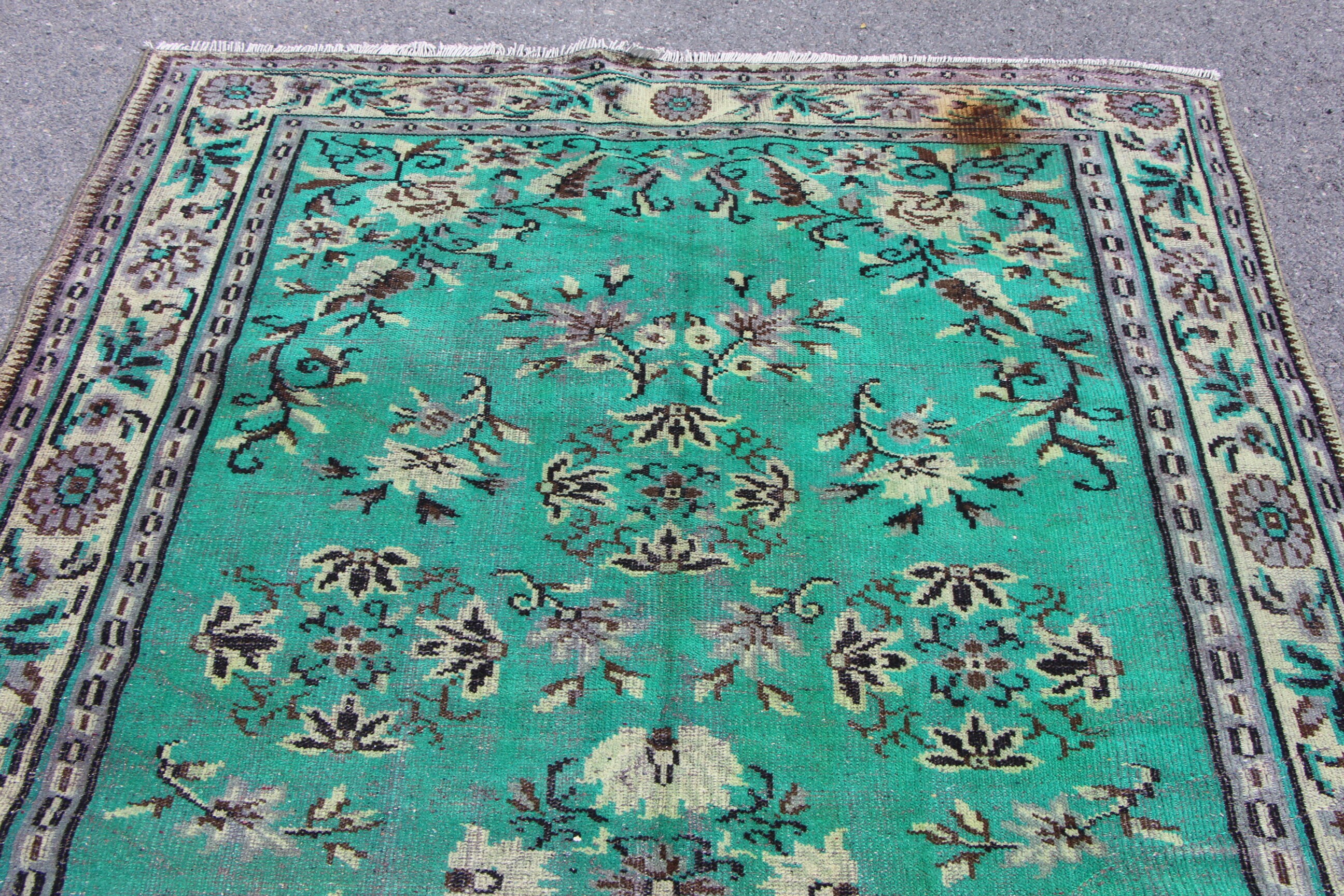 Turkish handmade green rug Vintage large area rug Boho home Etsy