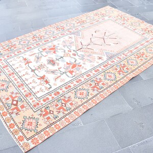 Oriental rug, Vintage handmade rug, Turkish rug, Oushak rug, Large area rug, Bohemian rug, Home decor, Livingroom decor 5.1 x 8.6 ft TVR1614