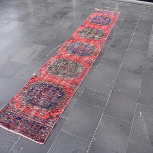 Handmade Rug, Turkish Rug, Vintage Rug,  2.0 x 11.5 Ft, Hallway Runner, Turkish Runner Rug, Boho Runner, Eclectic Runner, Vintage Run TV5886
