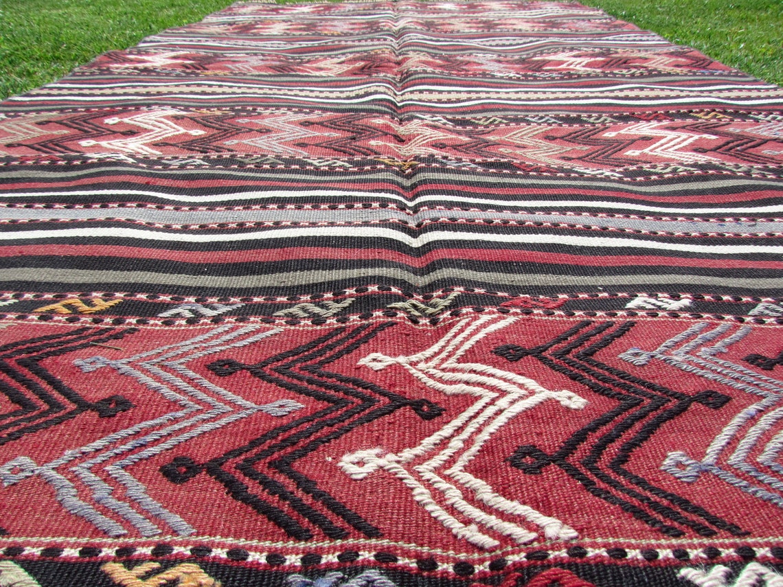Red Kilim Rug 4.3 x 7.6 Feet Handmade Rug Turkish Kilim Rug Etsy