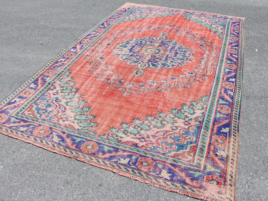 Turkish Large Rug Vintage Wool Rug Handmade Rug Oushak Rug Etsy