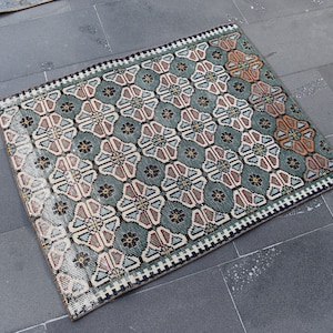 Kleiner Türkischer Teppich, Vintage Teppich, Handgefertigter Teppich, Handgewebter Teppich, Boho Teppich, Wollteppich, Wanddeko, 70 x 100 cm TV5315