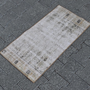 Alfombra turca pequeña, alfombra vintage hecha a mano, alfombra bohemia, felpudo, decoración del hogar bohemia, alfombra Oushak, decoración rústica, alfombra, 1,4 x 2,8 pies TV5617