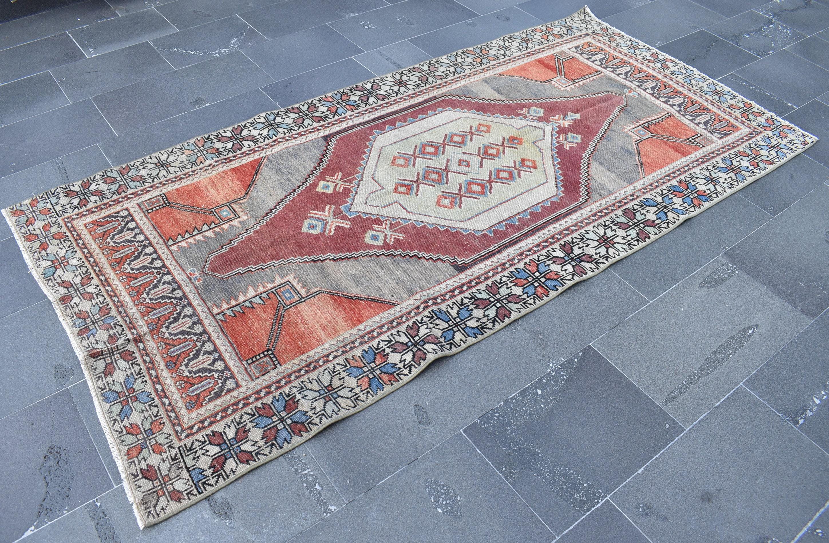 Decorative oriental runner rug, Turkish rug, Hallway rug, Boho home decor, Entryway rug, Vintage boho rug, Carpet, 3.8 x 8 ft TV4931