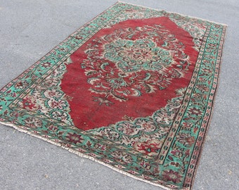 Turkish rug, Large area rug, Livingroom ,rug, Turkish boho rug, Vintage oriental rug, Handmade rug, Bohemian rug, Carpet 5.5 x 8.6 ft TV3042
