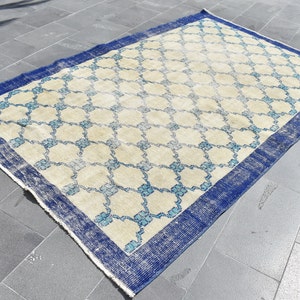 Handmade rug, Turkish large rug, Vintage rug, Oushak rug, Bohemian rug, Rustic decor, Anatolian rug, Boho decor Home decor 5.4 x 8.5 TVR0478