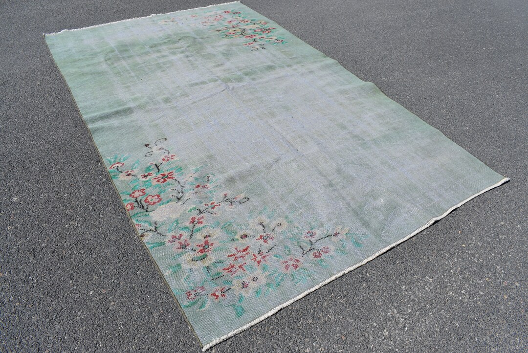 Turkish Pale Green Large Rug Diningroom Rug Vintage Rug Etsy