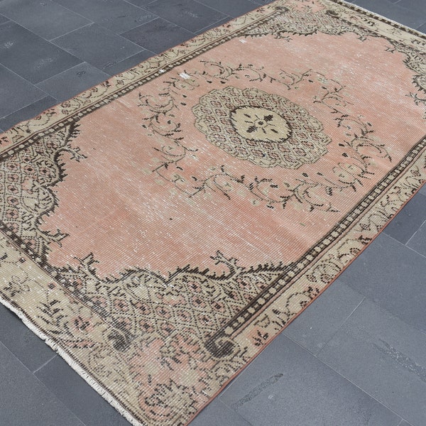 Alfombra turca de gran tamaño, Alfombra vintage hecha a mano, Alfombra de área verde, Alfombra oriental, Alfombra Oushak, Alfombra de lana natural, Decoración del hogar, Alfombra 4,7 x 8,8 pies TVR0118