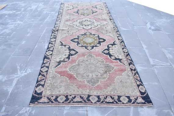 花柄ランナーラグ、装飾ラグ、トルコボヘミアンランナー、ハンドメイド