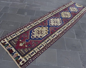 Turkish herki rug, Vintage rug, Handmade rug, Bohemian rug, Runner rug, Oriental rug, Hallway rug, Rustic kitchen rug  2.4 x 9.3 ft TVR0339