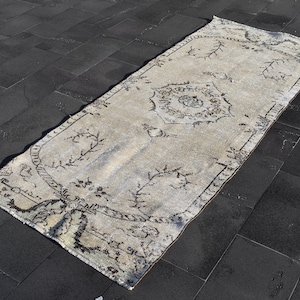 Oosters roze tapijt, Turks herkilopertapijt, vintage wollen tapijt, handgemaakt tapijt, boho-tapijt, woondecoratie, gangtapijt, tapijt 3,4 x 8,2 ft TV5693