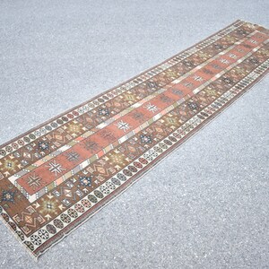 Turkish rug runner, Vintage oushak rug, Handmade wool rug, Oriental hallway rug, Bohemian rug, Home decor, Carpet, Rug, 2.5 x 10.7 ft TV5255