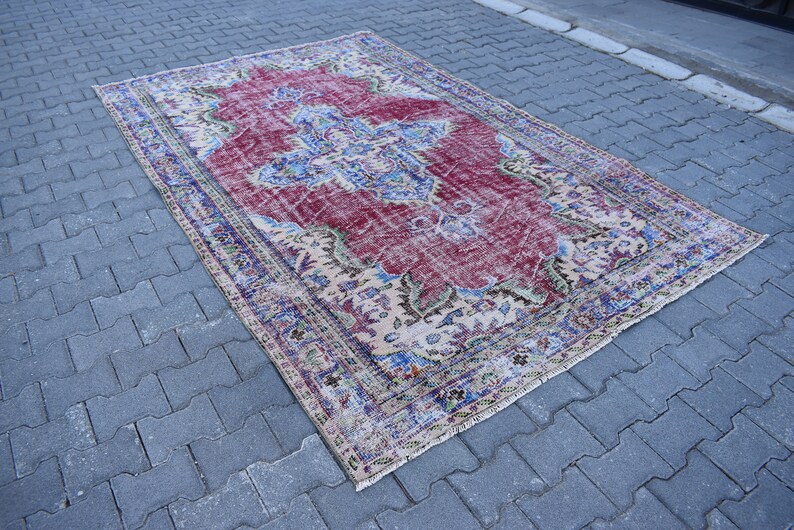 Turkish Purple Oriental Rug Vintage Handmade Wool Rug Etsy