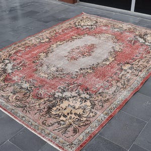 Türkischer Esszimmerteppich, Vintage Teppich, Wollteppich, Wollteppich, Wollteppich, Wohnzimmer, 200 x 300 cm TV5933