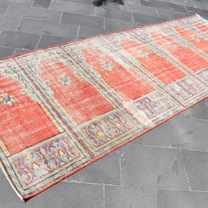 Turkish runner rug, Vintage rug, Handmade boho rug, Diningroom rug, Bohemian rug, Rustic decor, Carpet, Boho rug 4 x 10.4 ft TVR0435