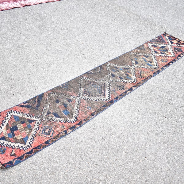 Alfombra de corredor turca, alfombra de lana de pasillo, alfombra vintage hecha a mano, alfombra de corredor Oushak, alfombra Boho, decoración del hogar Boho, alfombra, 1,6 x 9,2 pies TVR1807