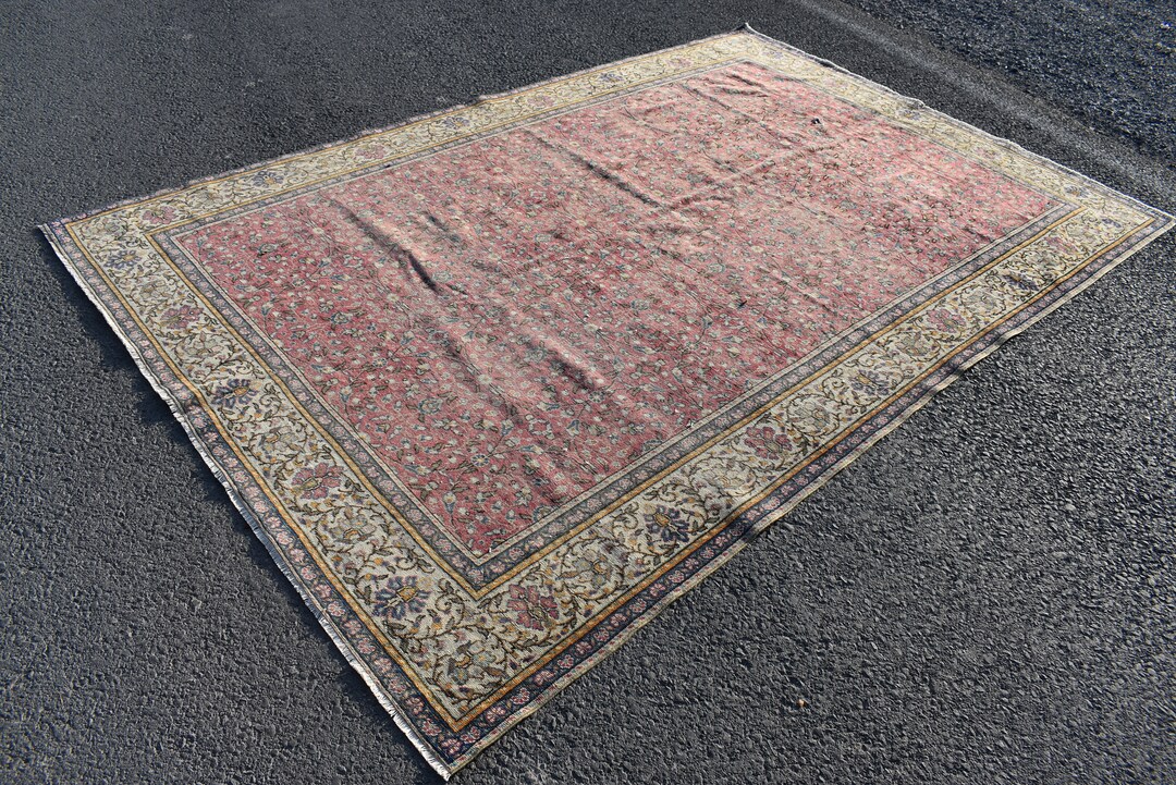Turkish Faded Red Rug Oversize Rug Turkish Vintage Rug Etsy