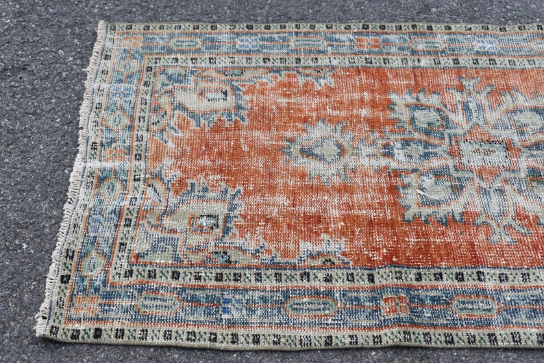 Wedding decor Vintage handmade rug 2.8 x 5.5 ft TV1741 Turkish boho decor Orange area rug Tribal oushak rug Home decor Bedroom rug
