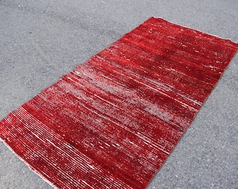 Turkish runner rug, Vintage rug, Handmade wool rug, Hallway rug, Entryway rug, Bohemian rug, Home decor rug, Carpet, 3.8 x 7.7 ft TV5412