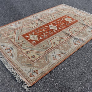 Turkish handmade rug, Vintage large area rug, Boho home decor, Diningroom rug, Carpet, Oushak rug, Oriental rug, Rug, 5.4 x 8.7 ft TVR1801