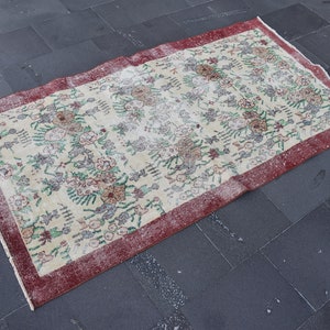Turkish area rug, Vintage rug, Organic wool rug, Bohemian rug, Boho decor rug, Rustic decor, Oriental rug, Home decor, 3.4 x 6.4 ft TV5460