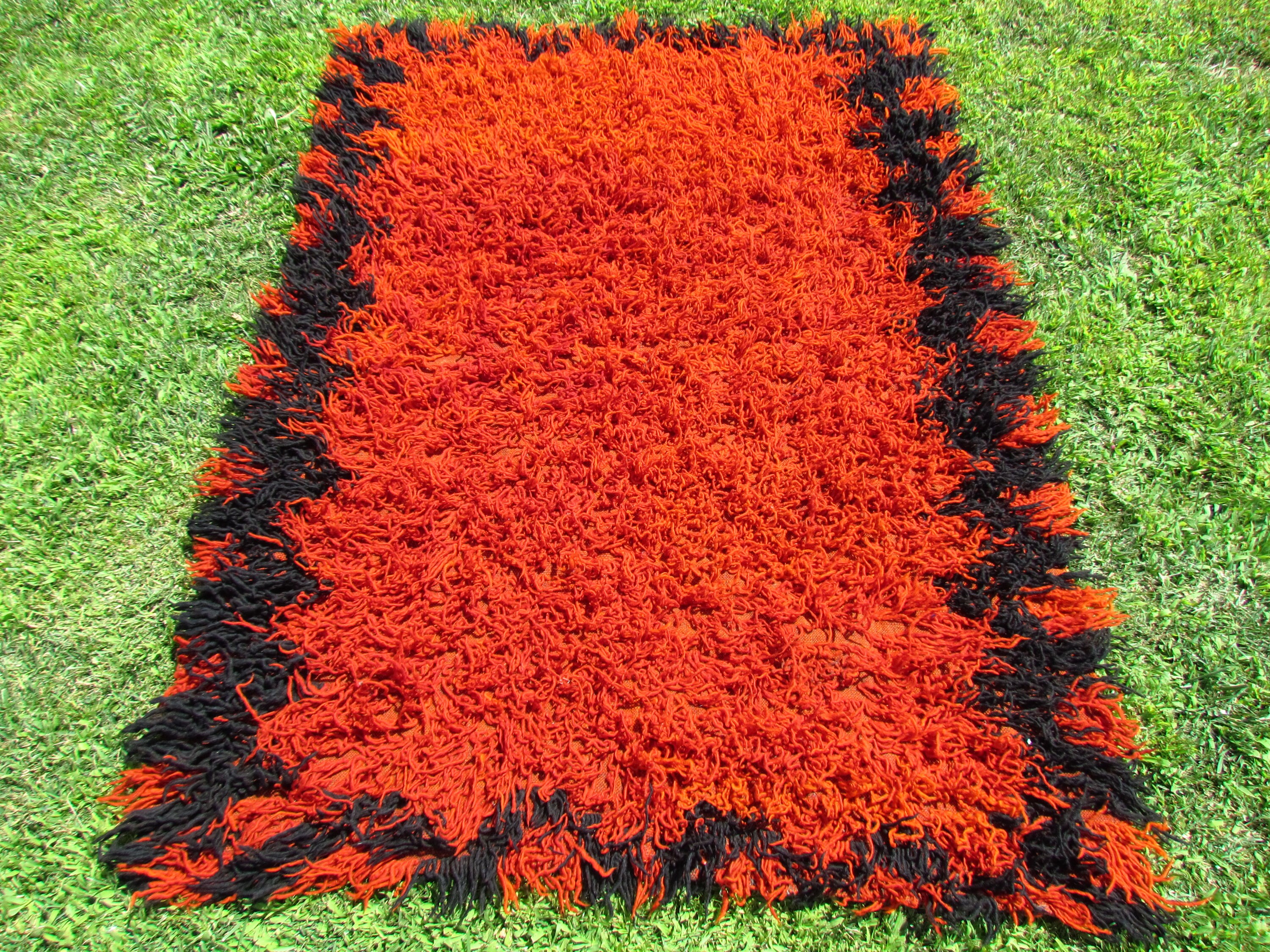 Orange Rug Shaggy Rug 4.0 x 5.3 Feet Rug Boho Rug Etsy