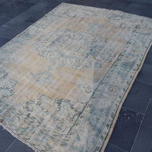 Turkish rug, Vintage rug, Handmade rug, Purple area rug, Large rug, Oushak rug, Oriental rug, Home decor, Bohemian rug, 6.4 x 8.6 ft TV5779