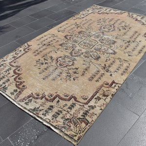 Turkish area rug, Handmade wool rug, Vintage oriental rug, Bohemian rug, Boho decor, Oushak rug, Home decor, Carpet, 4.4 x 7.8 ft TVR1397