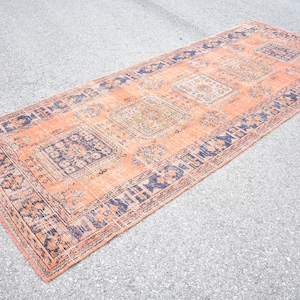 Turkish rug, Vintage rug, Handmade rug, 4.5 x 11.6 Ft. Wool rug, Anatolian rug, Runner rug, Bohemian rug, Oushak rug, Hallway rug, TV5213