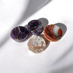 Hand Carved Crystal Gemstone Sphere Stands 2” Wide