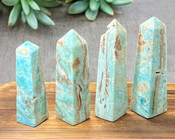 Blue Aragonite Obelisk Tower: Calming Turquoise Crystal