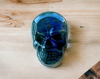 33mm x 23mm Labradorite Skull Cabochon, High Blue Flash Labradorite Pendant