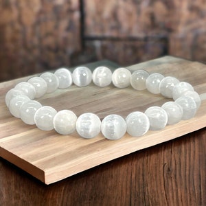 Selenite Crystal Bracelet with 8mm Beads