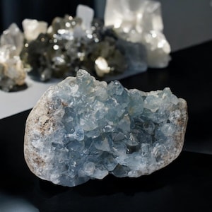 Large Blue Celestite Crystal Geode: 4.098 lbs Cluster