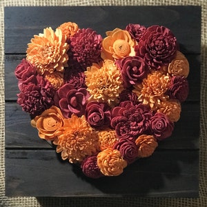 Sola Wood Flower Heart Wreath: Rustic Farmhouse Decor