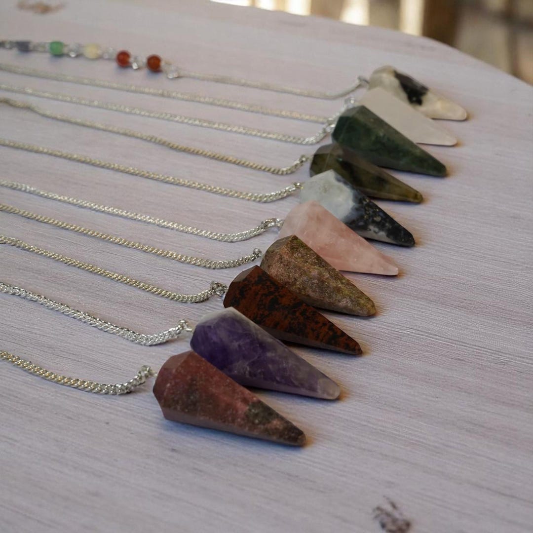Pendulum Rocks Natural Crystal Gemstone Pendulums | Pointed Pendulum Pendant - Etsy