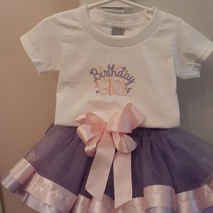 Birthday Girl Shirt and Tutu Set, Size 2, Pink and Lavender Tutu Skirt, Girls Birthday Outfit, Birthday Princess Gift, Satin Bow
