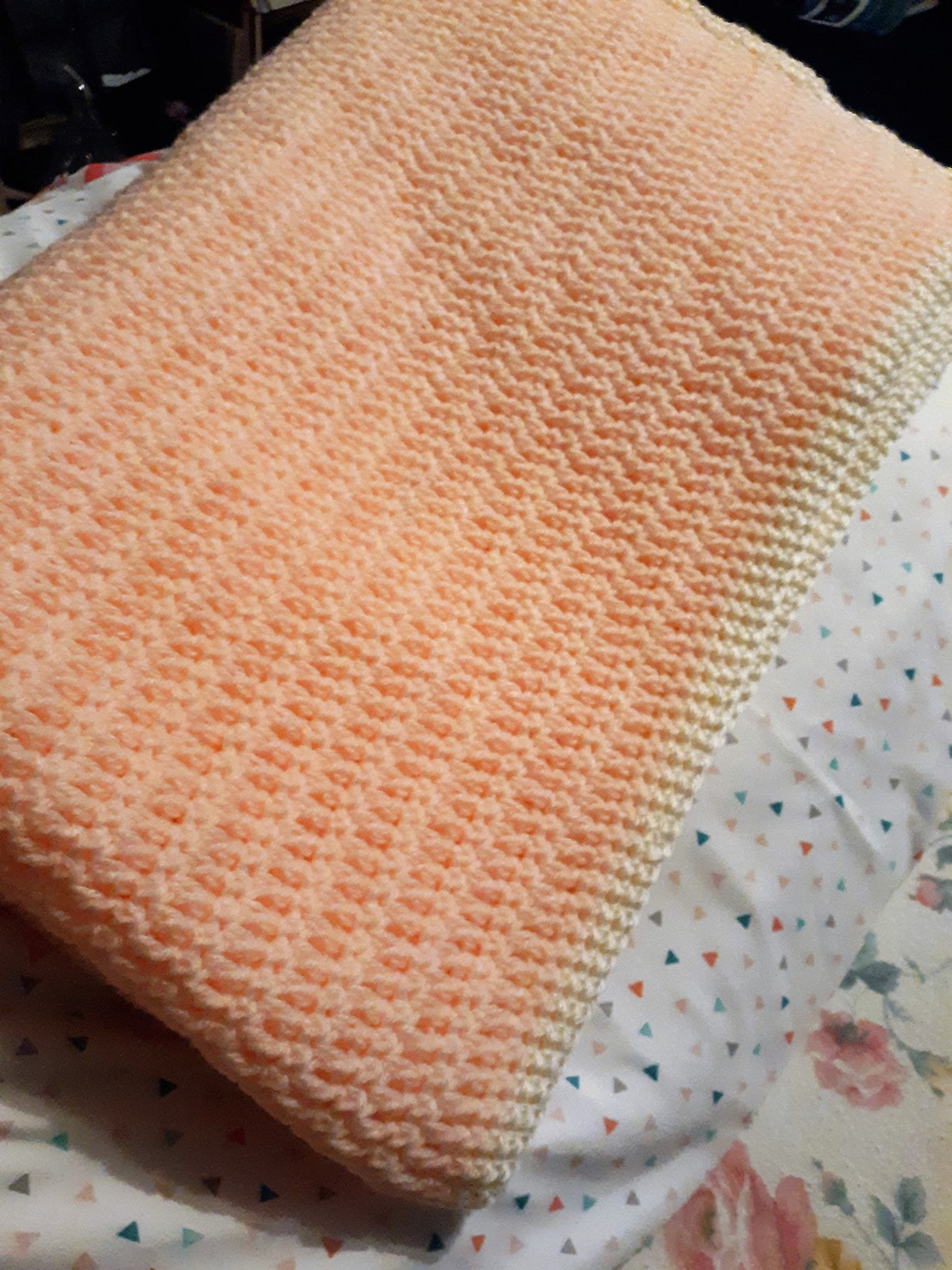 Peaches and Cream Crocheted Blanket/Afghan/Throw/Handmade Etsy