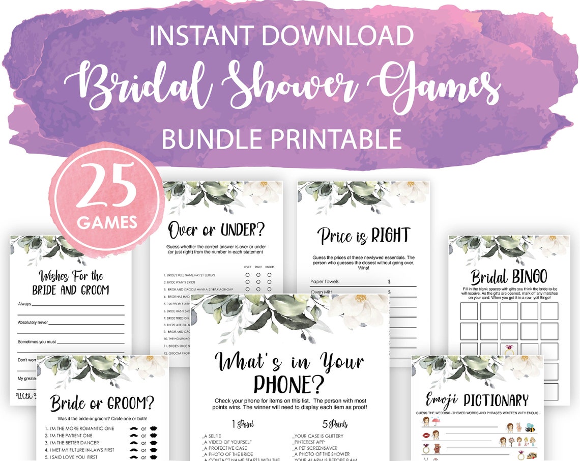 Bridal Shower Game Bundle Wedding Shower Game Bridal Party Etsy
