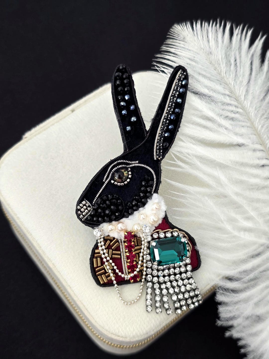 Handmade Beaded Rabbit Brooch – Elegant Mr. Bunny Pin, Luxury ...