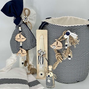 Boat baptism set- Baby boy christening navy blue - Towel set- Baptism boy set - Greek baptism set-Orthodox Baptism-Greek Christening