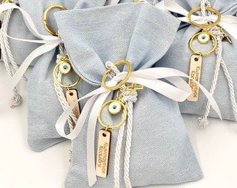 25 pcs, Personalized baptism favors for guests, Luxury baptism favor, Bag Favor, Evil eye favor, koufeta bomboniera, First communion favor