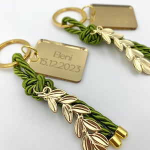 10Pcs, Olive branch keychain favors, Olive wedding favors, Greek baptism favors with olive branch, Greek engagement favors.