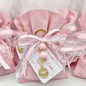 Portachiavi personalizzato con occhio malvagio, bomboniera per battesimo bambina, bomboniera koufeta, boubouniera greca, sacchetti per battesimo, battesimo ortodosso