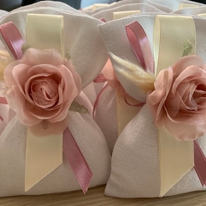 10 pcs, Flower baptism favor pouch, Girl Baptism favor, koufeta bomboniera, greek bomboniera,  Boubounieres Koufeta Flower.
