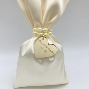 10 pezzi, bomboniere greche, etichette a specchio a forma di cuore in acrilico, bomboniere Koufeta, bomboniere, etichette Koufeta, bomboniere greche