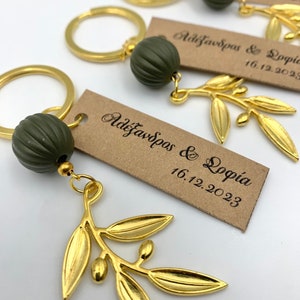 10pcs favors keychain with olive branch, WeddingFavors, Orthodox Martyrika, First Communion, Baptism Keepsake