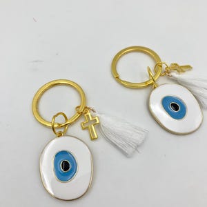 10 pcs, Evil eye keychains favors for Greek baptism, Martyrika keychain for guests, First communion favor, Martirika