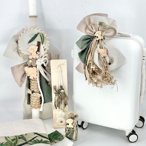 Jungle theme Baptism set, Candles and Oil Sheet for Greek Orthodox Baptism, keepsake box, Soap and Oil Bottle.